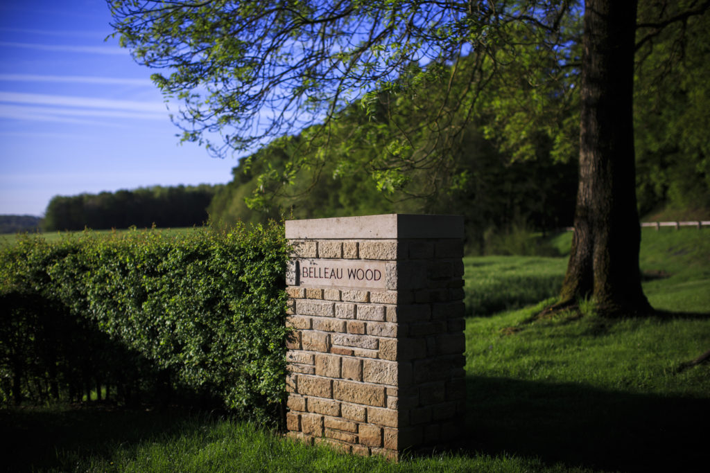 Entrance to Belleau Wood, American WWI Monument, in Cantigny, France.  (Photo by Warrick Page/ABMC.)