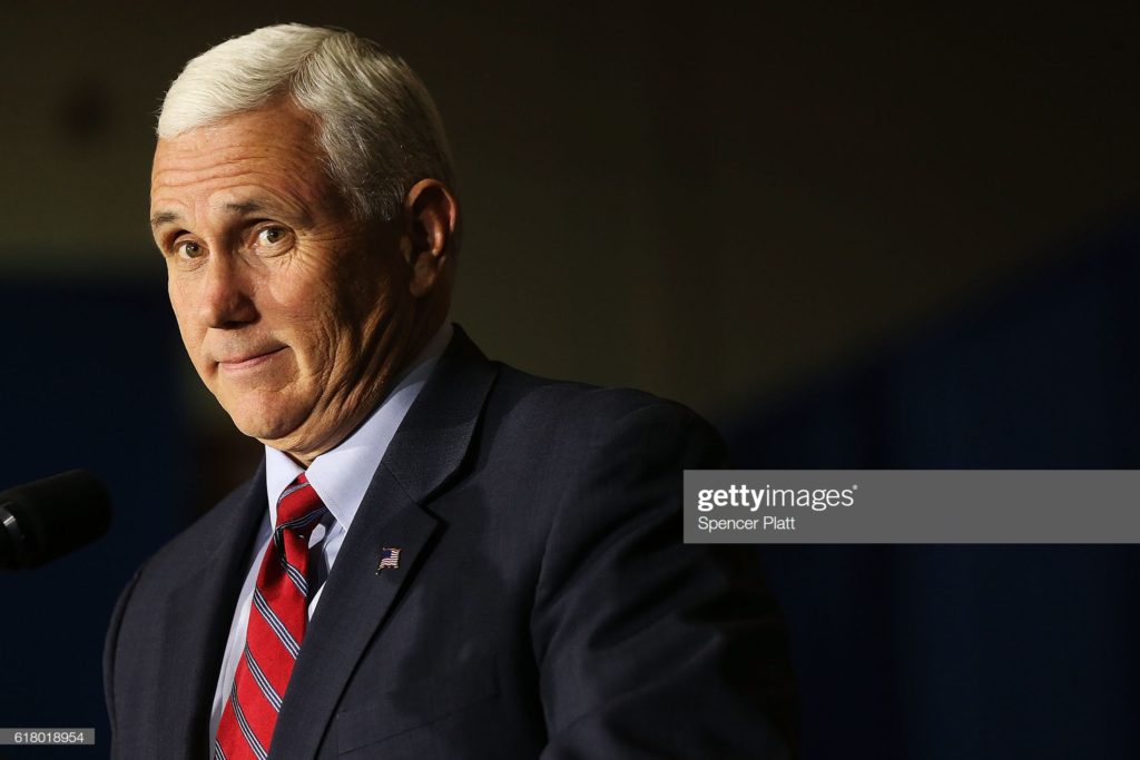 Mike Pence, Marietta, Ohio, Tuesday, 25 October 2016. (Photographer Spencer Platt / Getty Images News via Getty Images.)