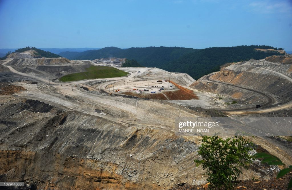 Coal mountaintop removal, Kayford Mountain, West Virginia, Thursday, 12 June 2008. (Photographer Mandel Ngan / AFP via Getty Images.) 